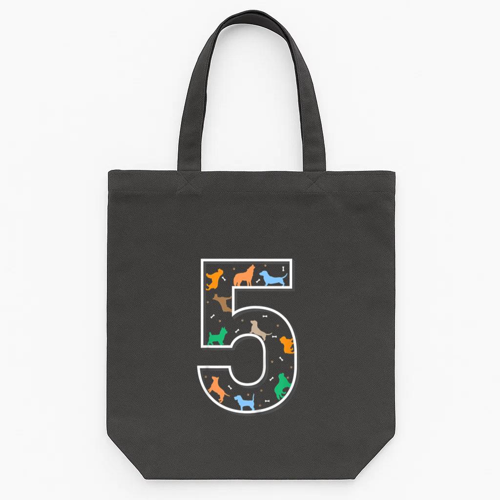 5 Year Old Birthday Dog Tote Canvas Bag