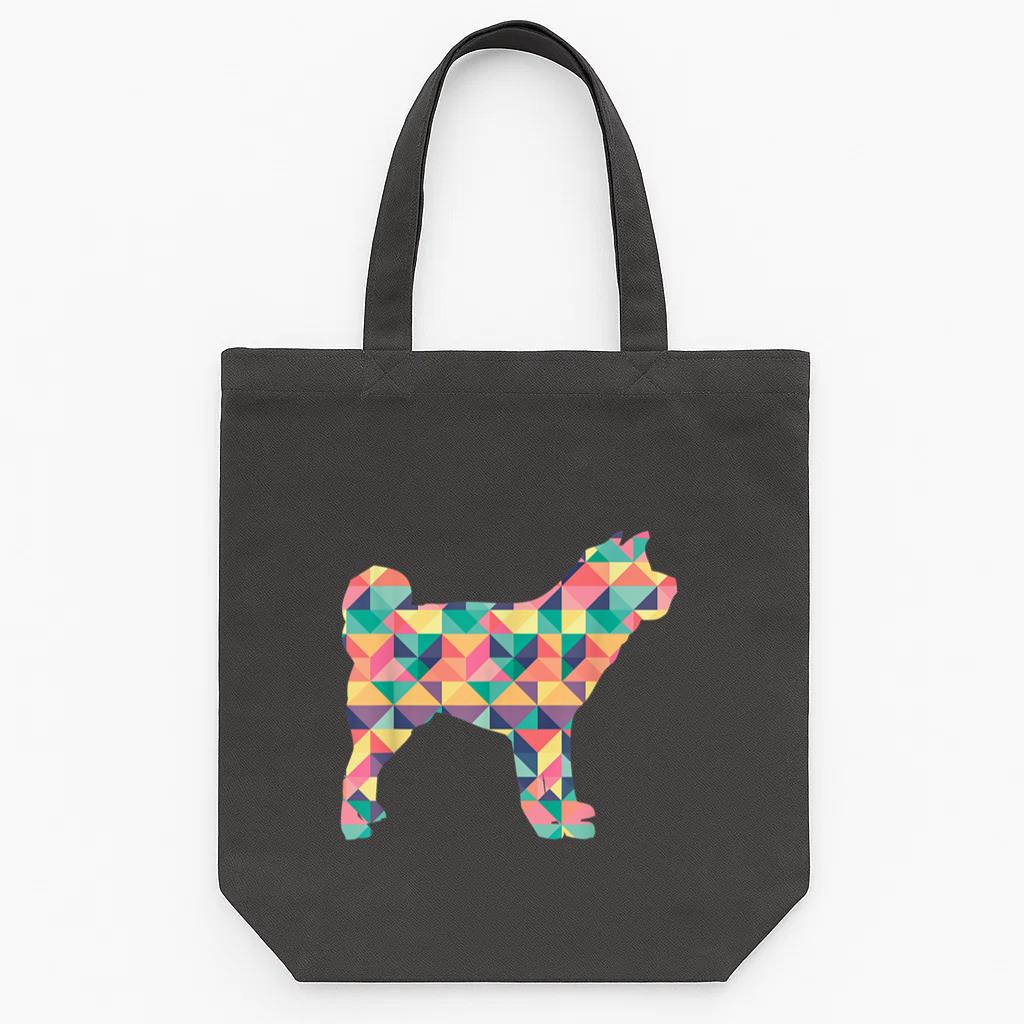 Akita Abstract Color Summer Puppy Dog Tote Canvas Bag