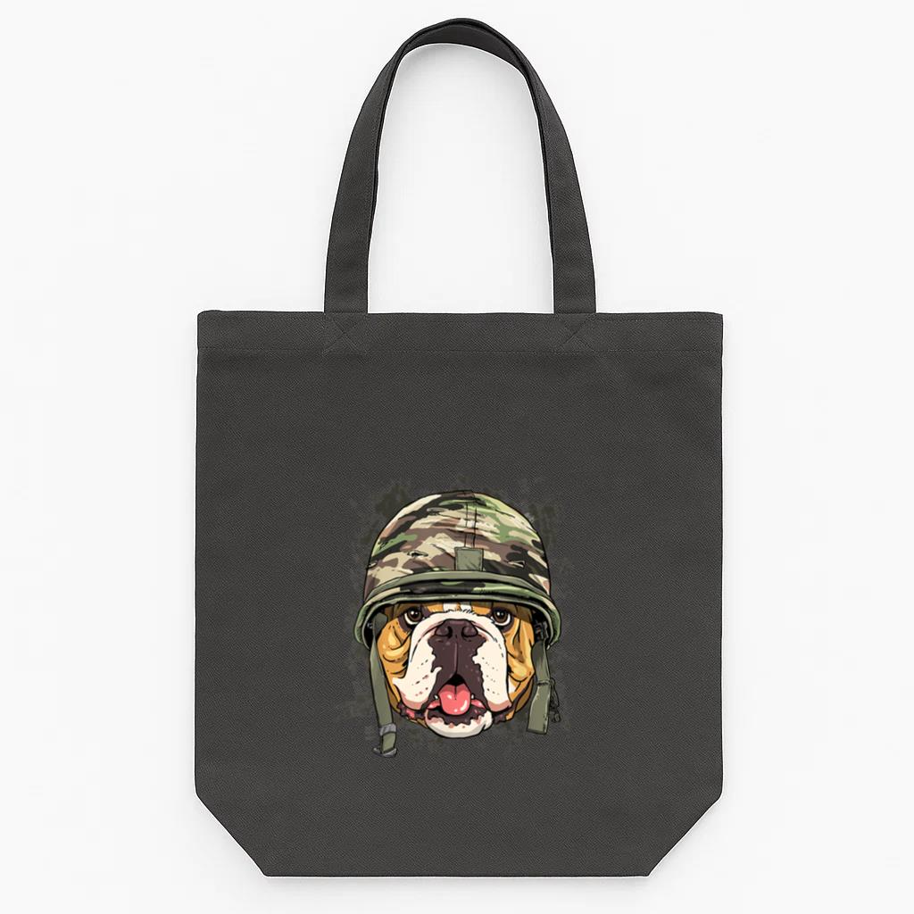 American Bulldog Soldier Veteran Dog Tote Canvas Bag