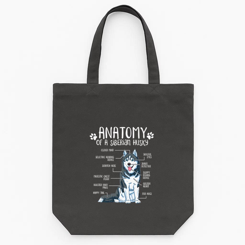 Anatomy Siberian Husky Dog Tote Canvas Bag