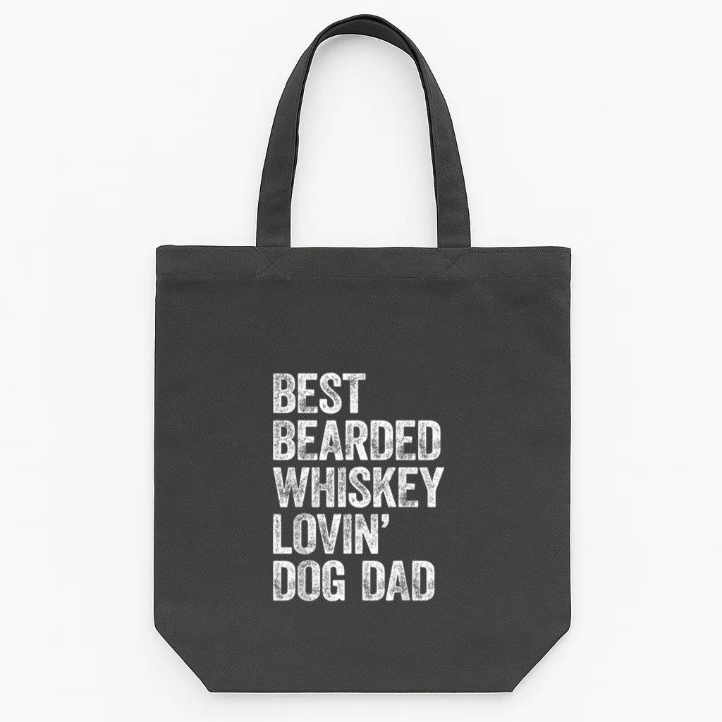 Best Bearded Whiskey Lovin Dog Dad Tote Canvas Bag