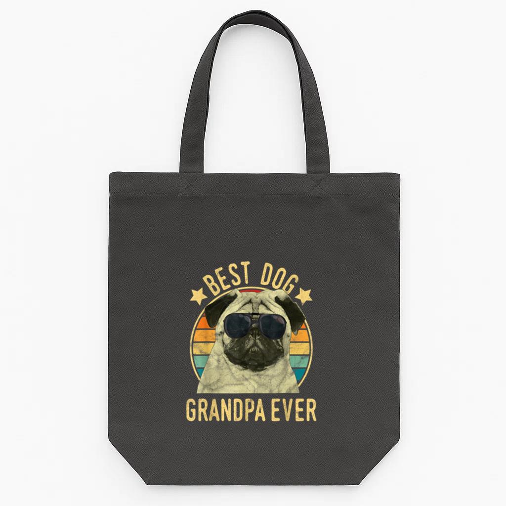 Best Dog Grandpa Ever Pug Tote Canvas Bag