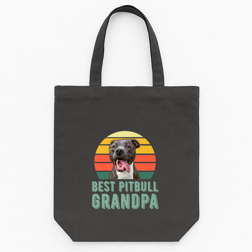 Best Pitbull Grandpa Dog Tote Canvas Bag