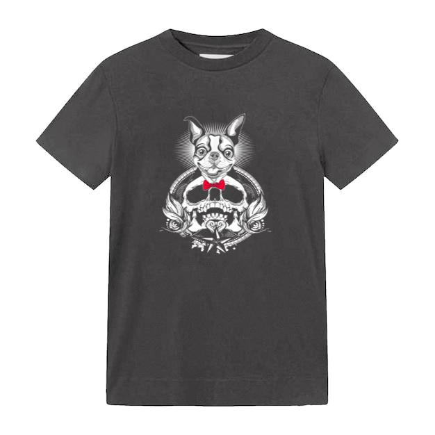 Boston Terrier Skull Halloween Dog T-Shirt