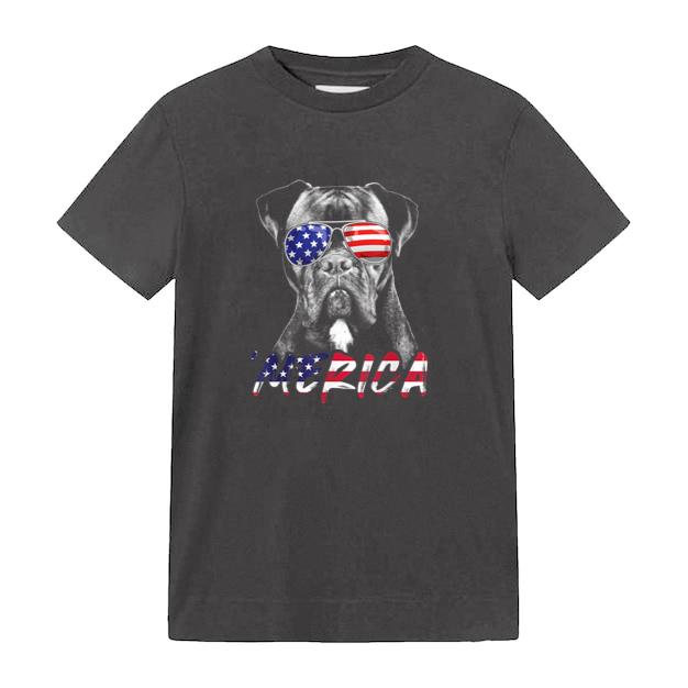 Boxer Dog American USA Flag Merica T-Shirt