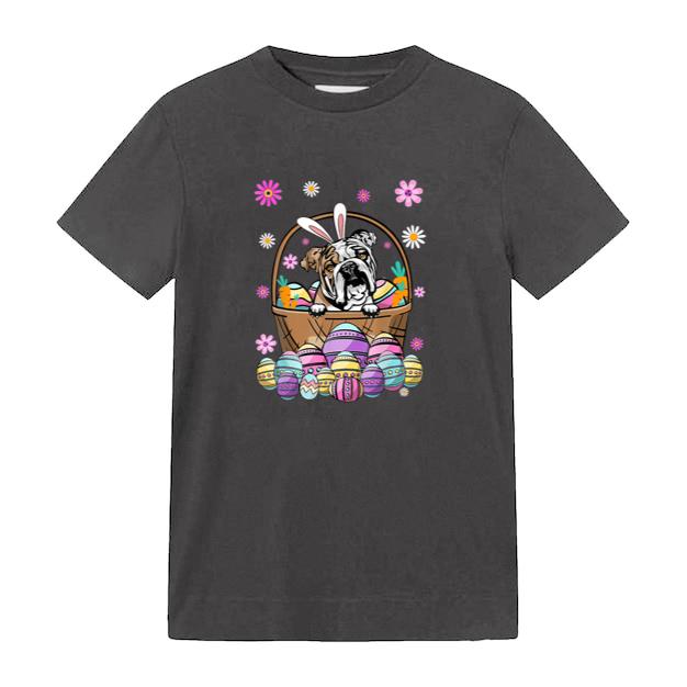 Bunny English Bulldog Dog Easter Eggs T-Shirt
