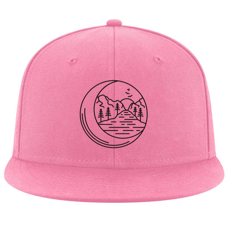 Circular Mountain And River Scenery Line Art Design Cap
