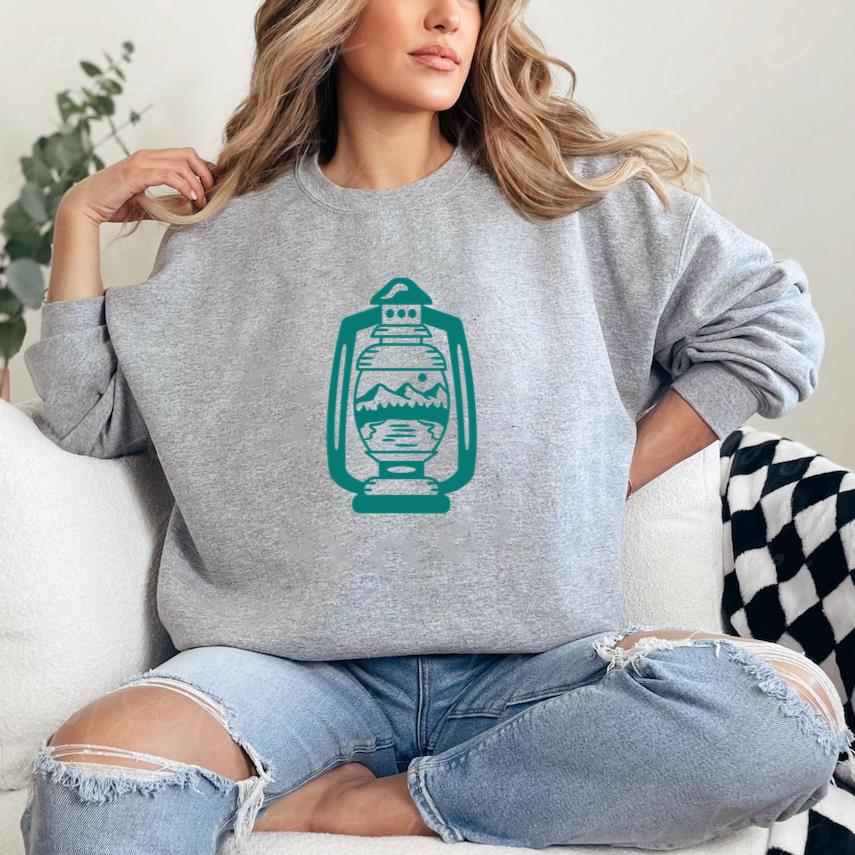 Vintage Lantern Illustration With Mountain Scenery Sweatshirt